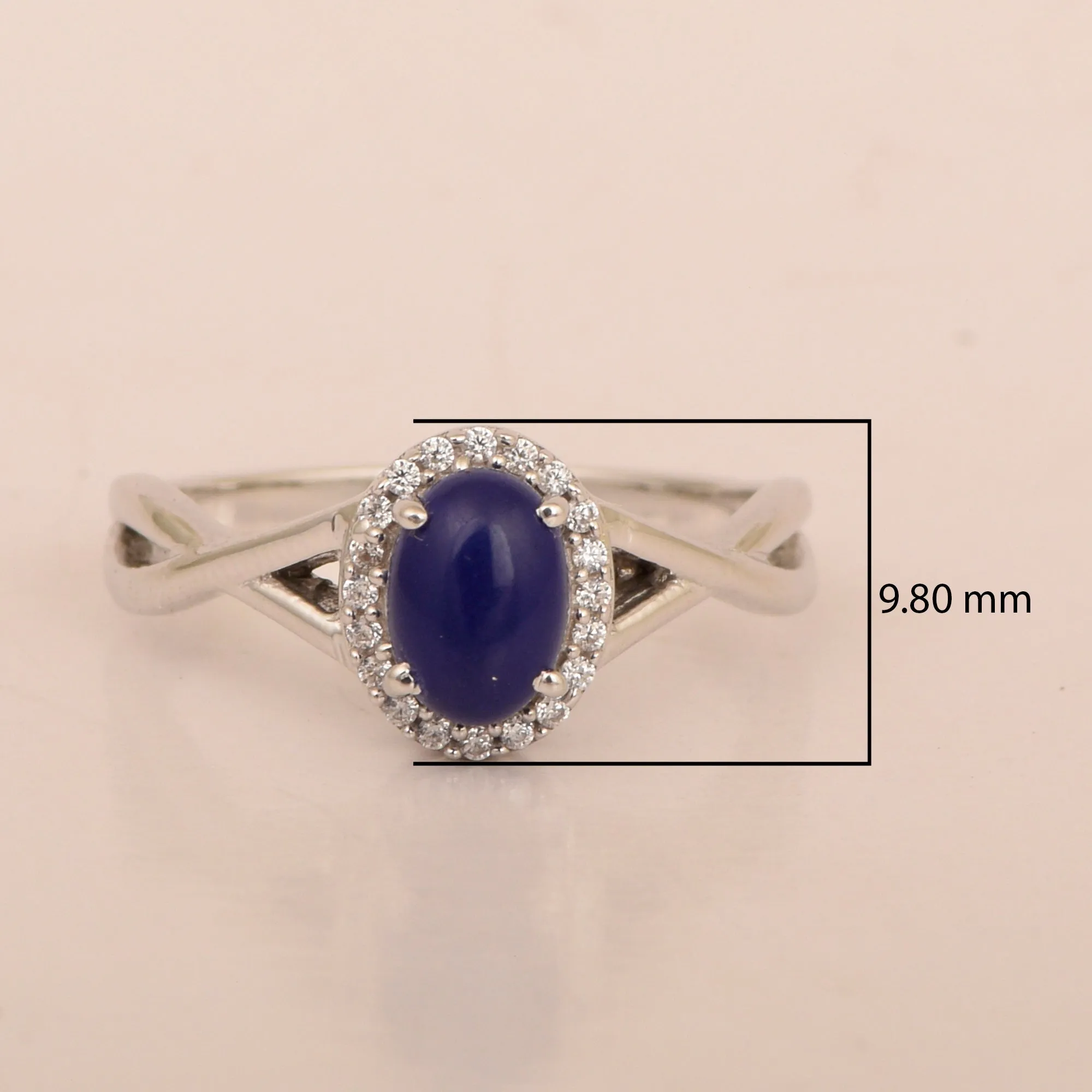 Solitaire Oval 1 Ctw Lapis Lazuli Sterling Silver 925 Women Ring