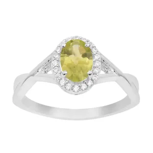 Solitaire Oval 1 Ctw Peridot Sterling Silver 925 Women Ring