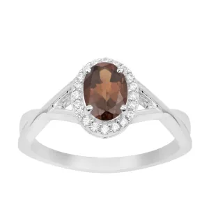 Solitaire Oval 1 Ctw Smoky Quartz Sterling Silver 925 Women Ring