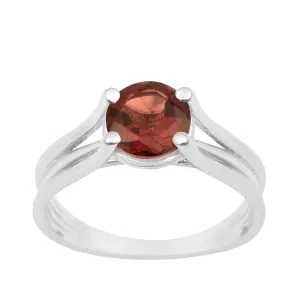 Solitaire Round 8mm Garnet 925 Sterling Silver Wedding Ring