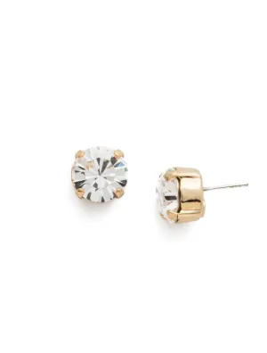 Sorrelli Round Stud Earrings Bright Gold Crystal