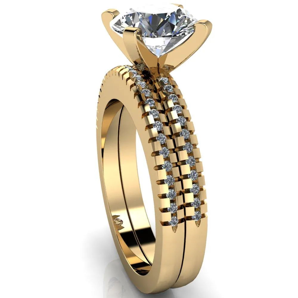 Spacek Round Center Stone 4 Prong Diamond Accent Ring