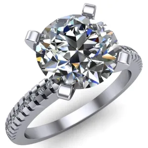 Spacek Round Center Stone 4 Prong Diamond Accent Ring
