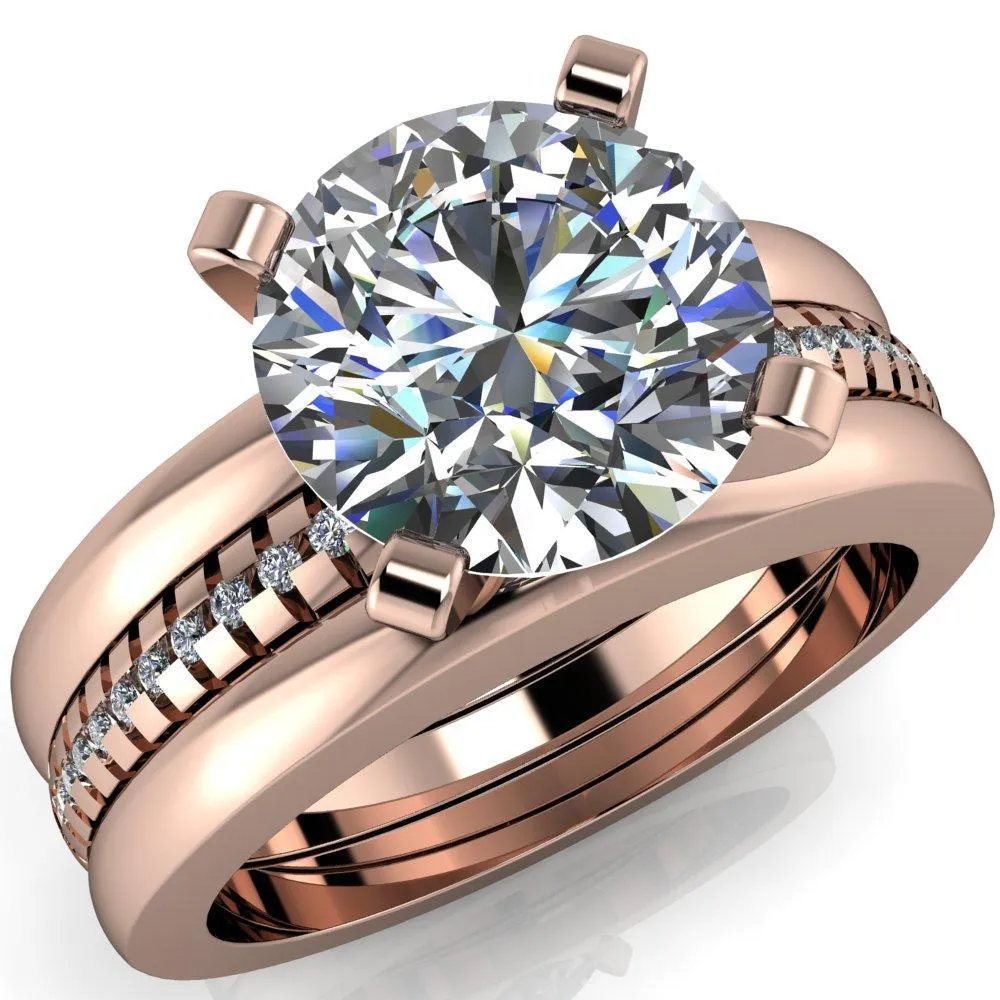 Spacek Round Center Stone 4 Prong Diamond Accent Ring