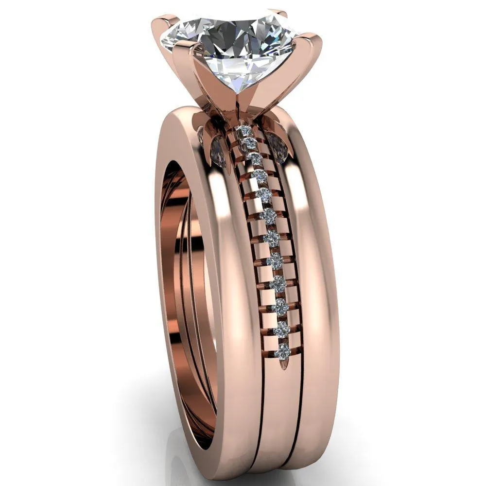 Spacek Round Center Stone 4 Prong Diamond Accent Ring