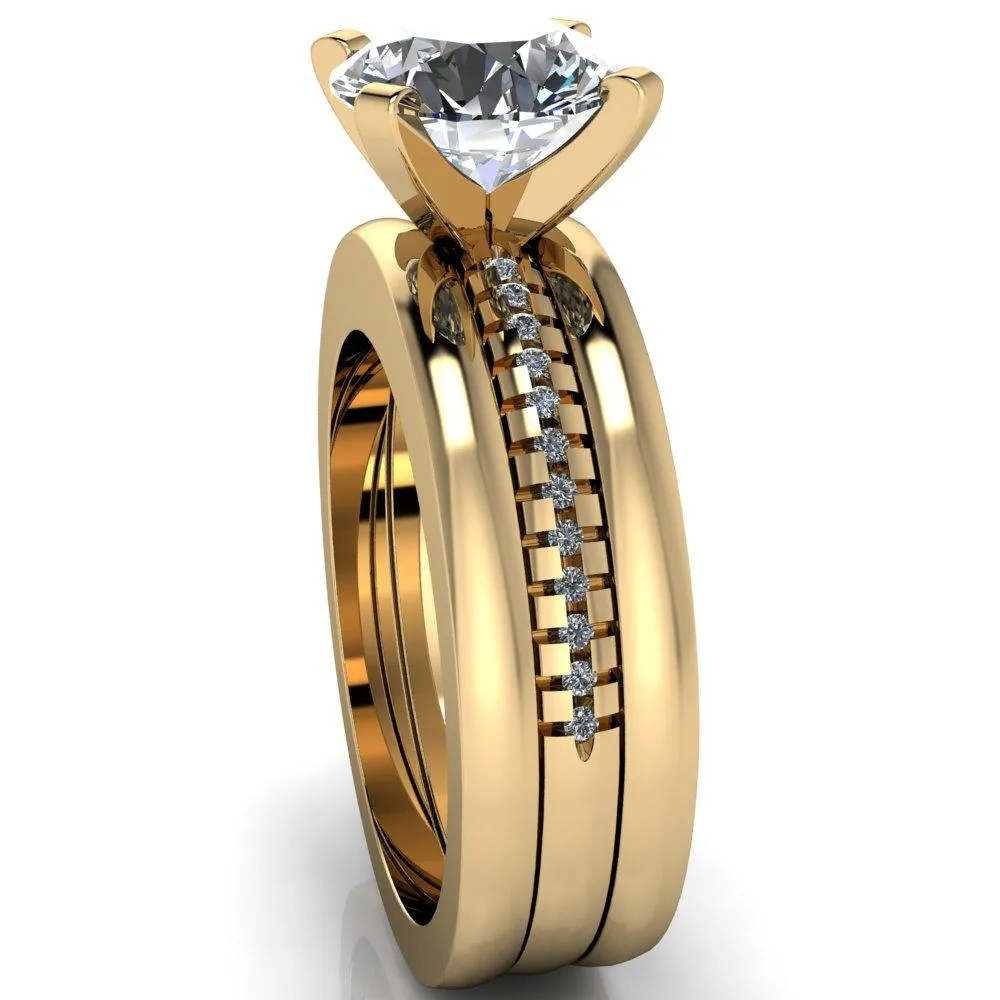 Spacek Round Center Stone 4 Prong Diamond Accent Ring