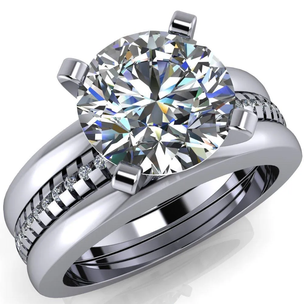 Spacek Round Center Stone 4 Prong Diamond Accent Ring