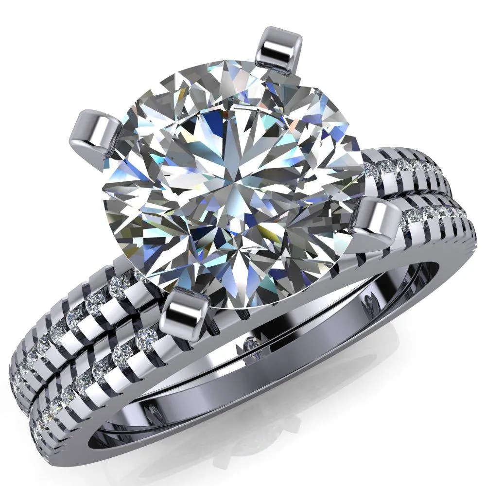 Spacek Round Center Stone 4 Prong Diamond Accent Ring