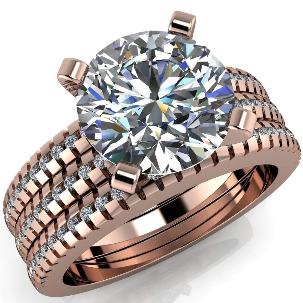 Spacek Round Center Stone 4 Prong Diamond Accent Ring
