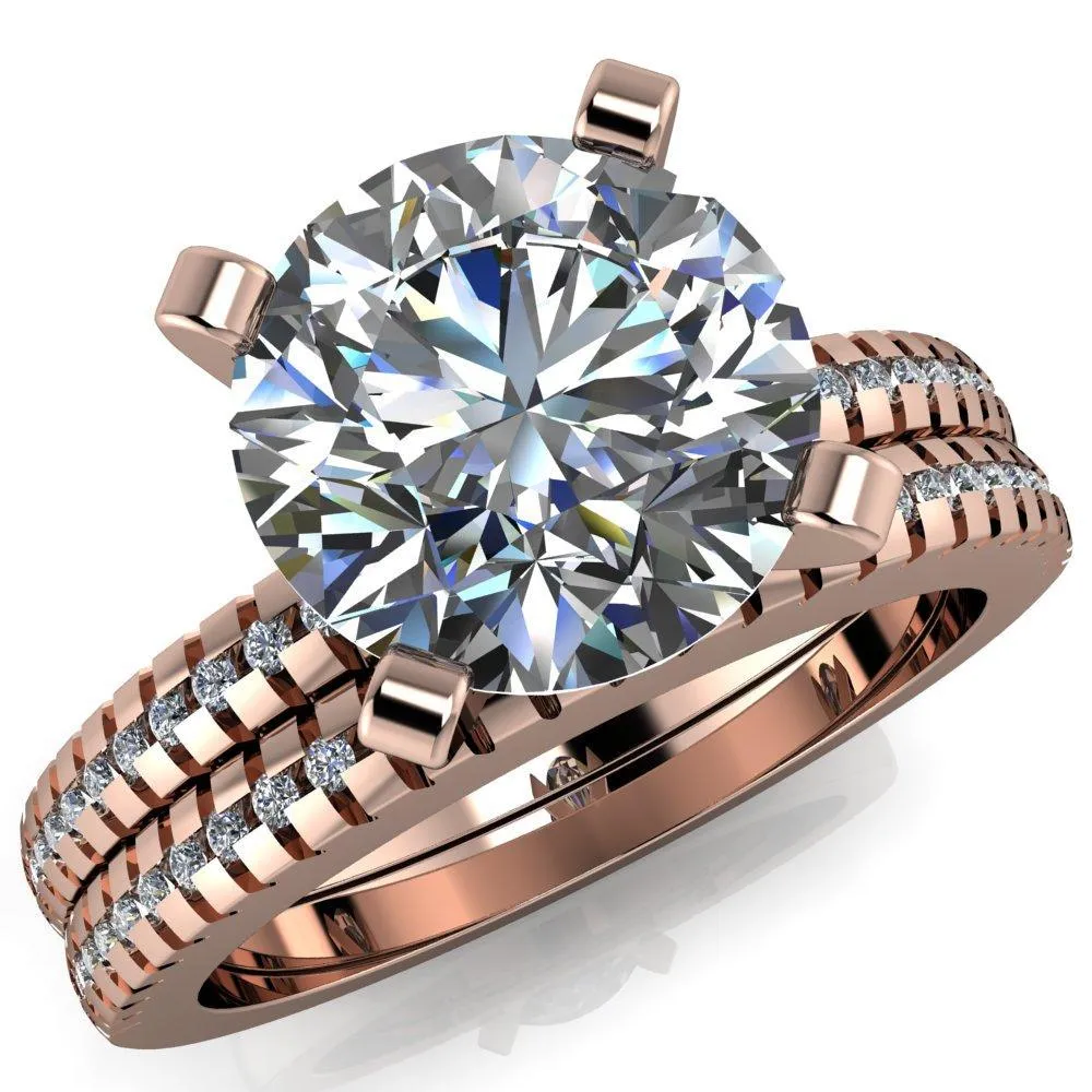 Spacek Round Center Stone 4 Prong Diamond Accent Ring