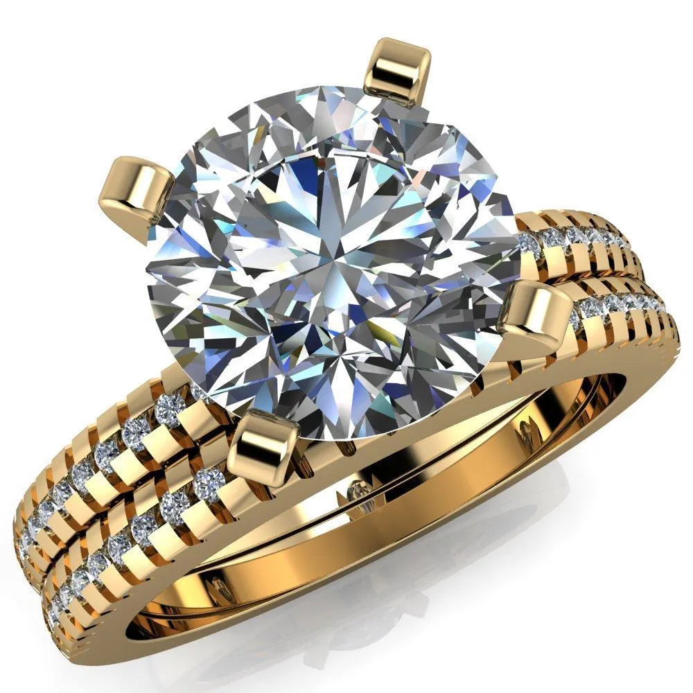Spacek Round Center Stone 4 Prong Diamond Accent Ring