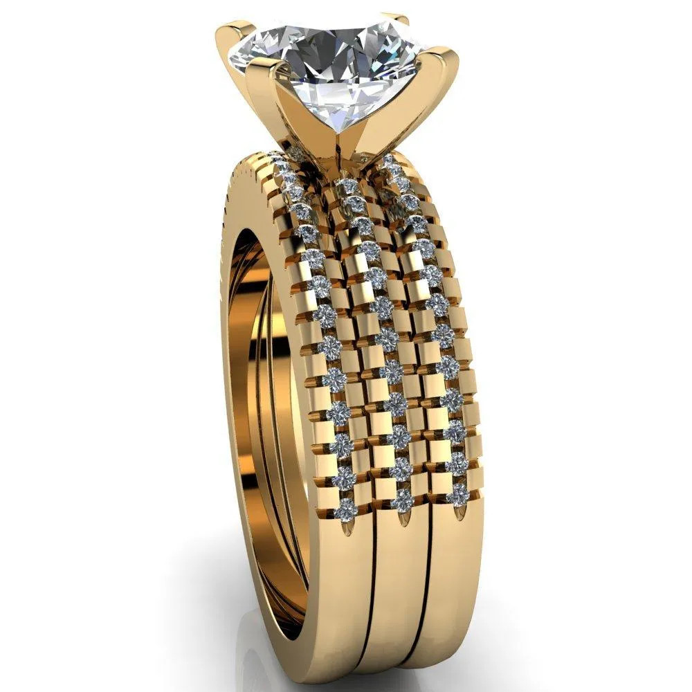 Spacek Round Center Stone 4 Prong Diamond Accent Ring