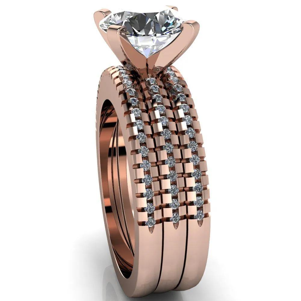 Spacek Round Center Stone 4 Prong Diamond Accent Ring