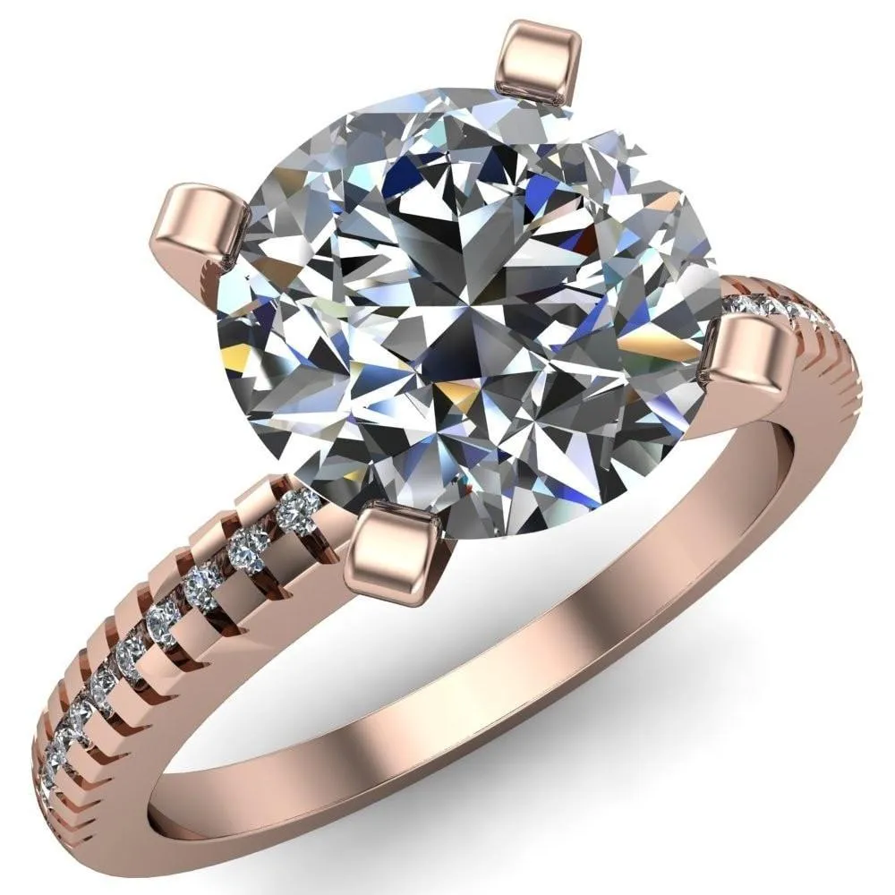 Spacek Round Center Stone 4 Prong Diamond Accent Ring