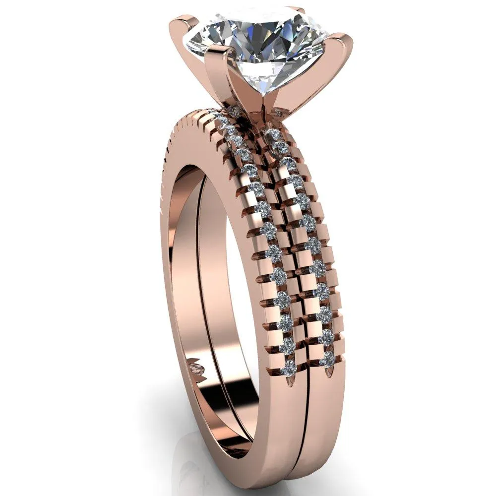 Spacek Round Center Stone 4 Prong Diamond Accent Ring