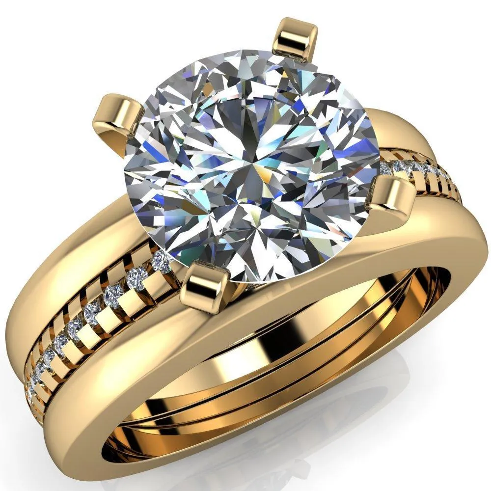 Spacek Round Center Stone 4 Prong Diamond Accent Ring