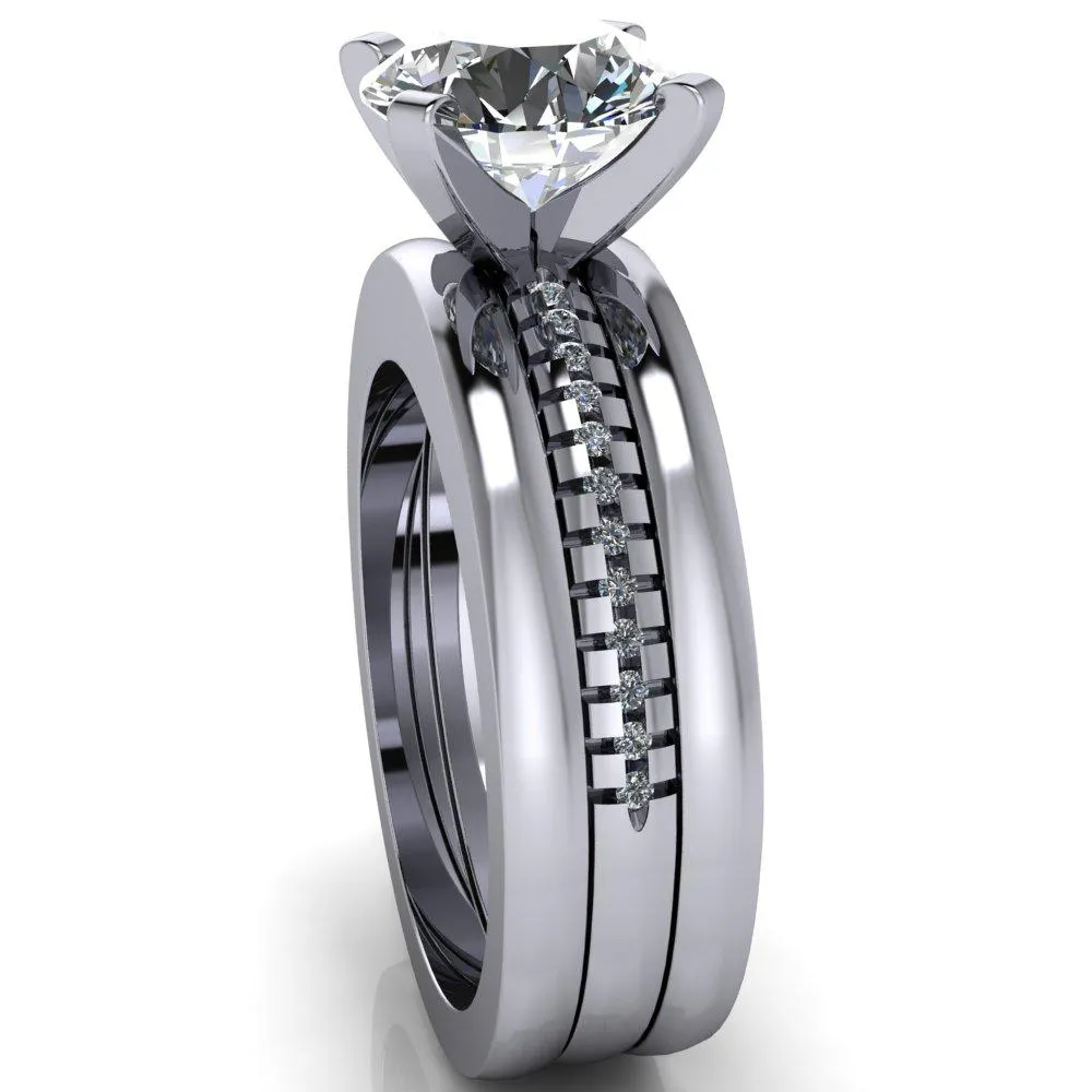 Spacek Round Center Stone 4 Prong Diamond Accent Ring