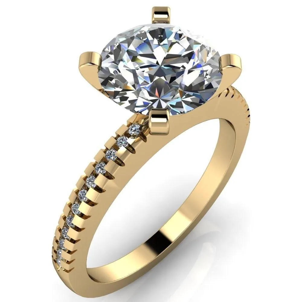 Spacek Round Center Stone 4 Prong Diamond Accent Ring