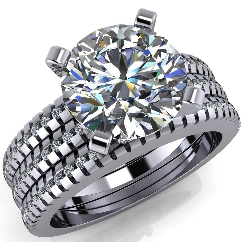 Spacek Round Center Stone 4 Prong Diamond Accent Ring