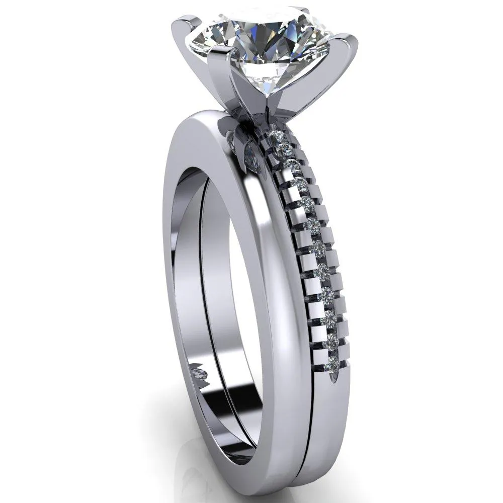 Spacek Round Center Stone 4 Prong Diamond Accent Ring
