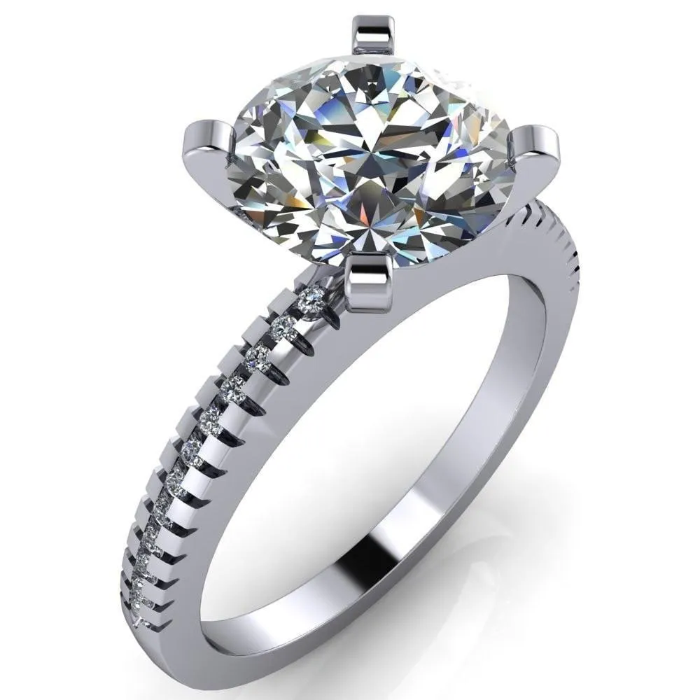 Spacek Round Center Stone 4 Prong Diamond Accent Ring
