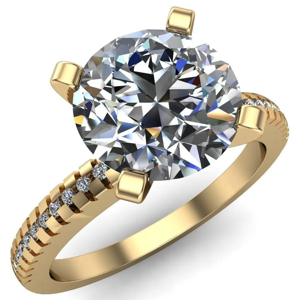 Spacek Round Center Stone 4 Prong Diamond Accent Ring