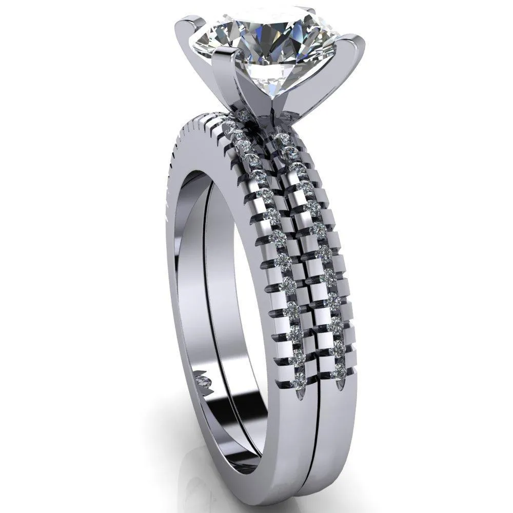Spacek Round Center Stone 4 Prong Diamond Accent Ring