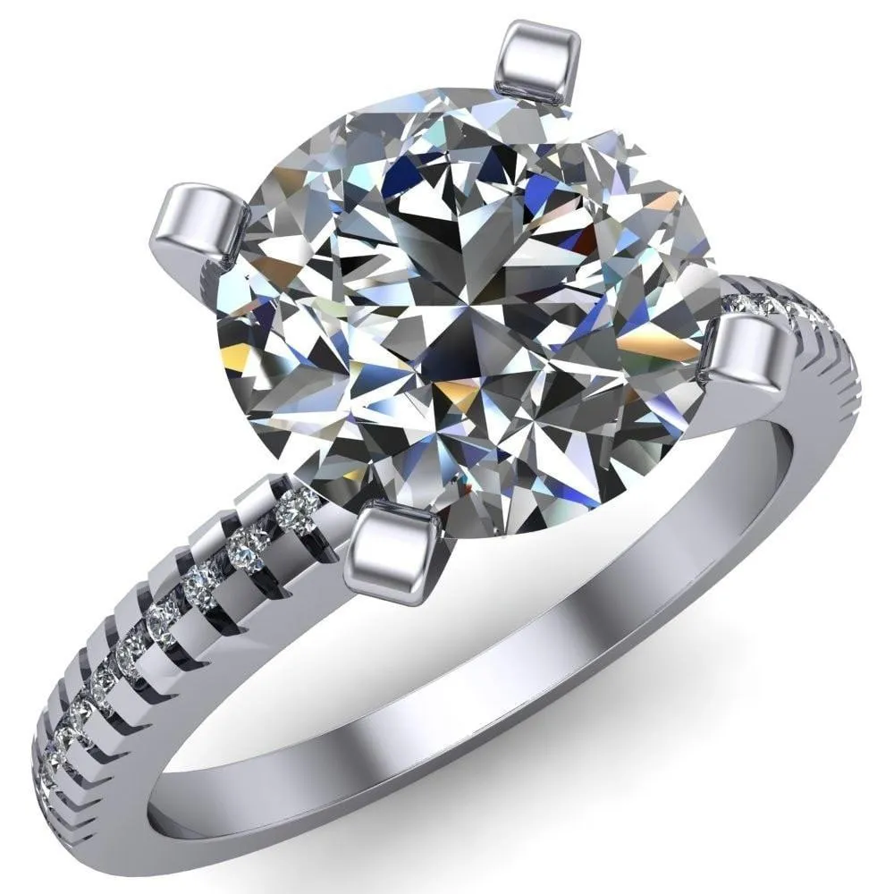Spacek Round Center Stone 4 Prong Diamond Accent Ring