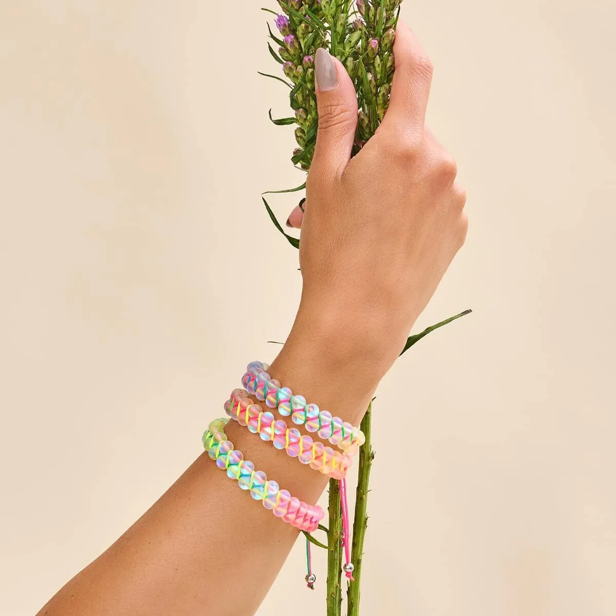 Spectrum | Rainbow White | Double Mermaid Glass Bracelet