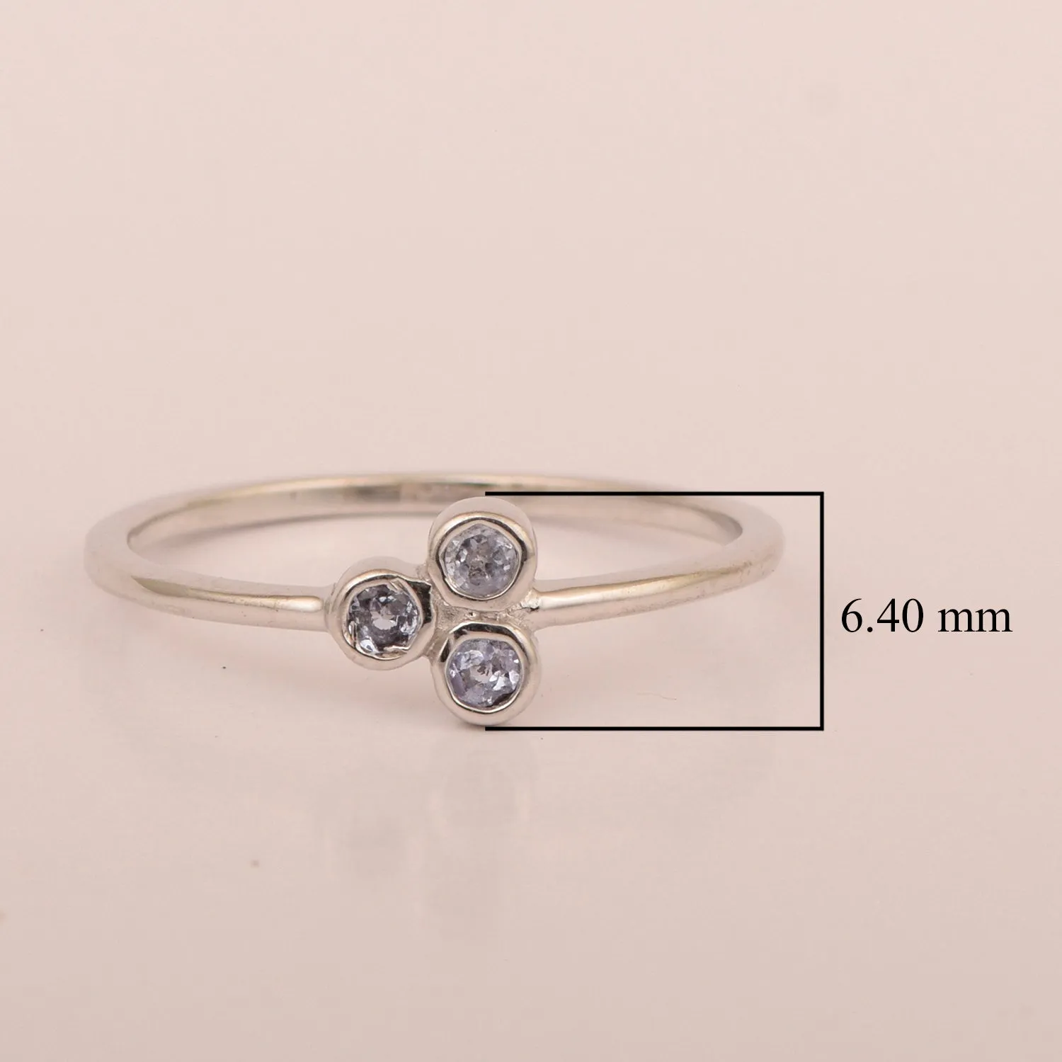 Stackable 925 Sterling Silver Round 2MM Tanzanite Women Wedding Ring