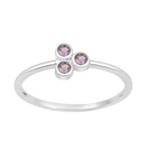 Stackable 925 Sterling Silver Round 2MM Tanzanite Women Wedding Ring