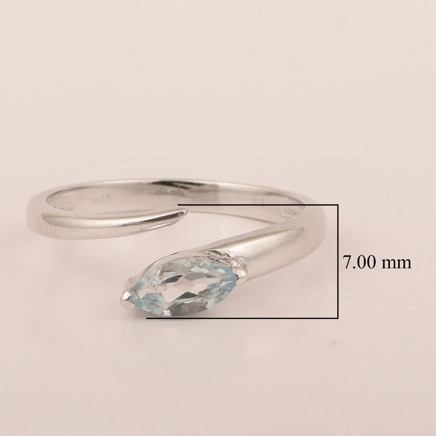 Stackable Marquise 0.70 Ctw Aquamarine Women Engagement Ring