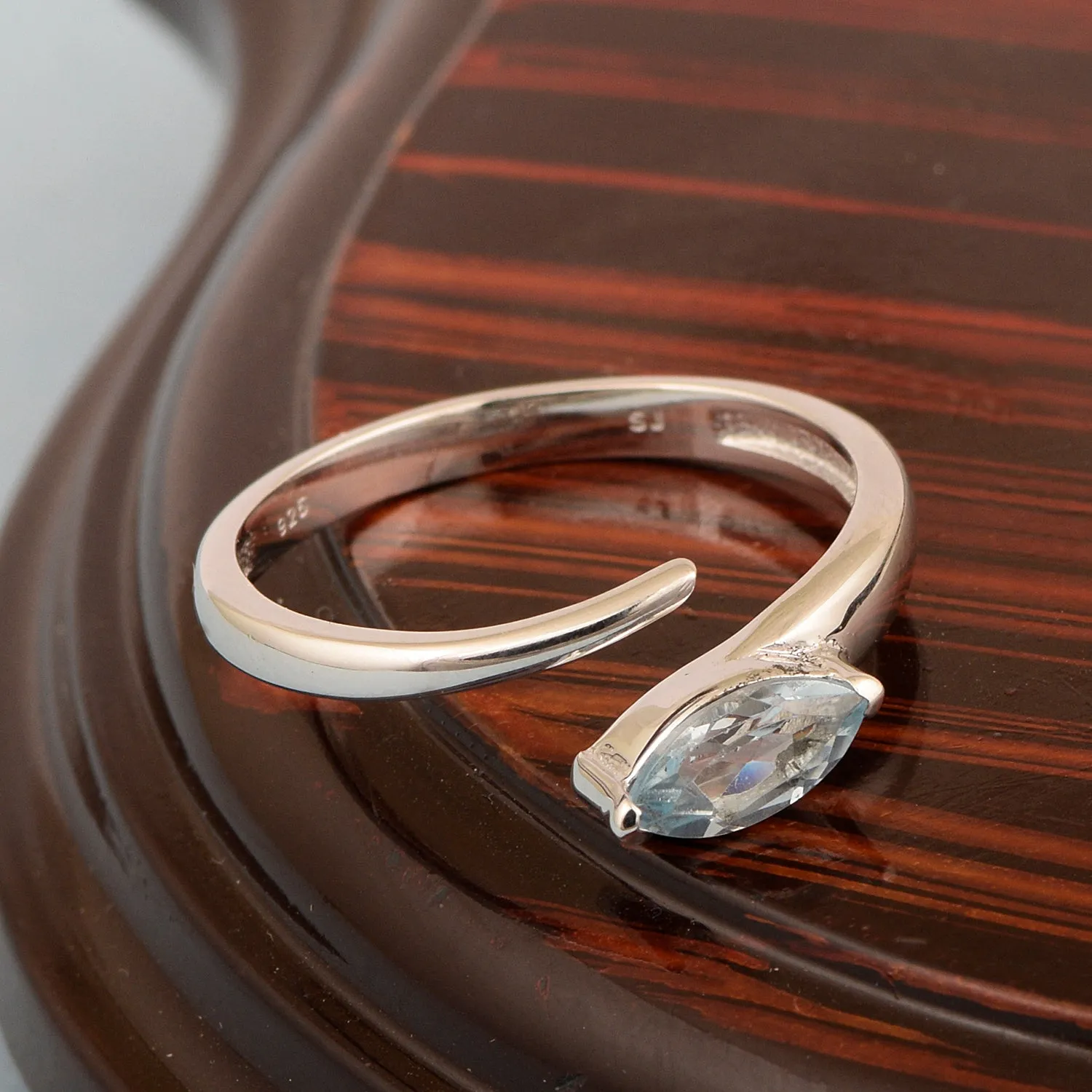Stackable Marquise 0.70 Ctw Aquamarine Women Engagement Ring