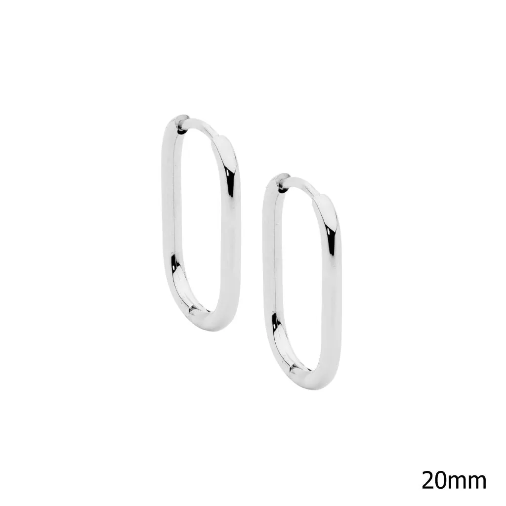 Stainless steel 20mm oval hoop earrings SE254S