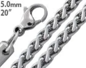 Stainless Steel 20" Spiga Chain Necklace 5.0 MM