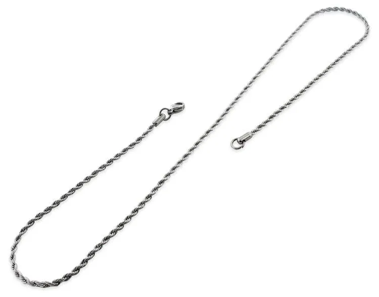 Stainless Steel 22" Rope Chain Necklace 2.5 MM
