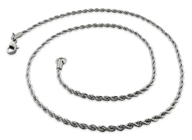 Stainless Steel 22" Rope Chain Necklace 2.5 MM