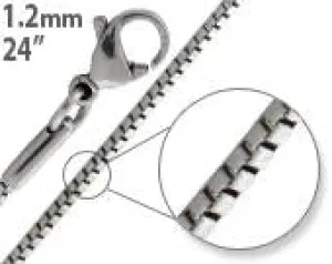 Stainless Steel 24" Box Chain Necklace 1.2 MM