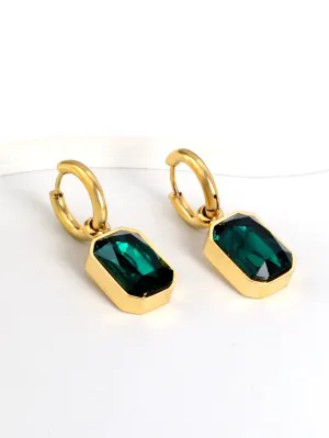 Stainless Steel Cubic Zirconia Drop Earrings - FD ⚡