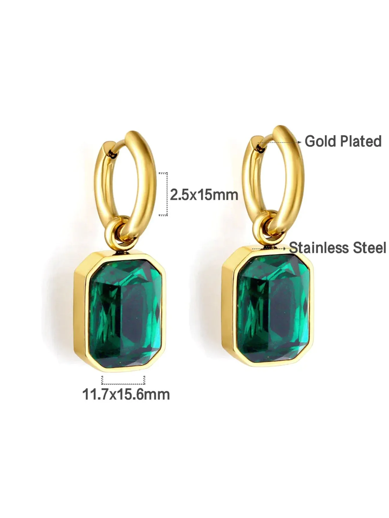 Stainless Steel Cubic Zirconia Drop Earrings - FD ⚡