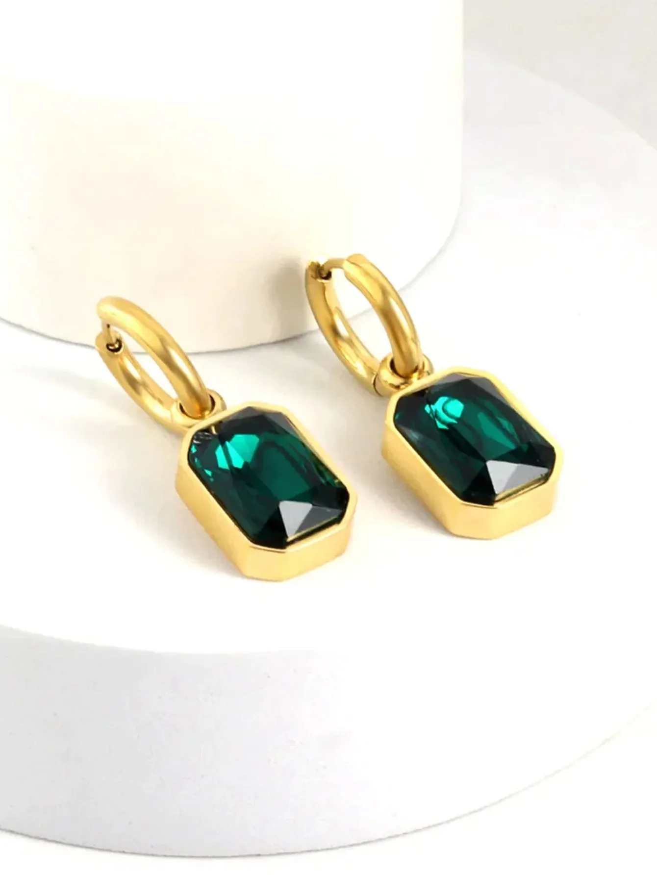 Stainless Steel Cubic Zirconia Drop Earrings - FD ⚡