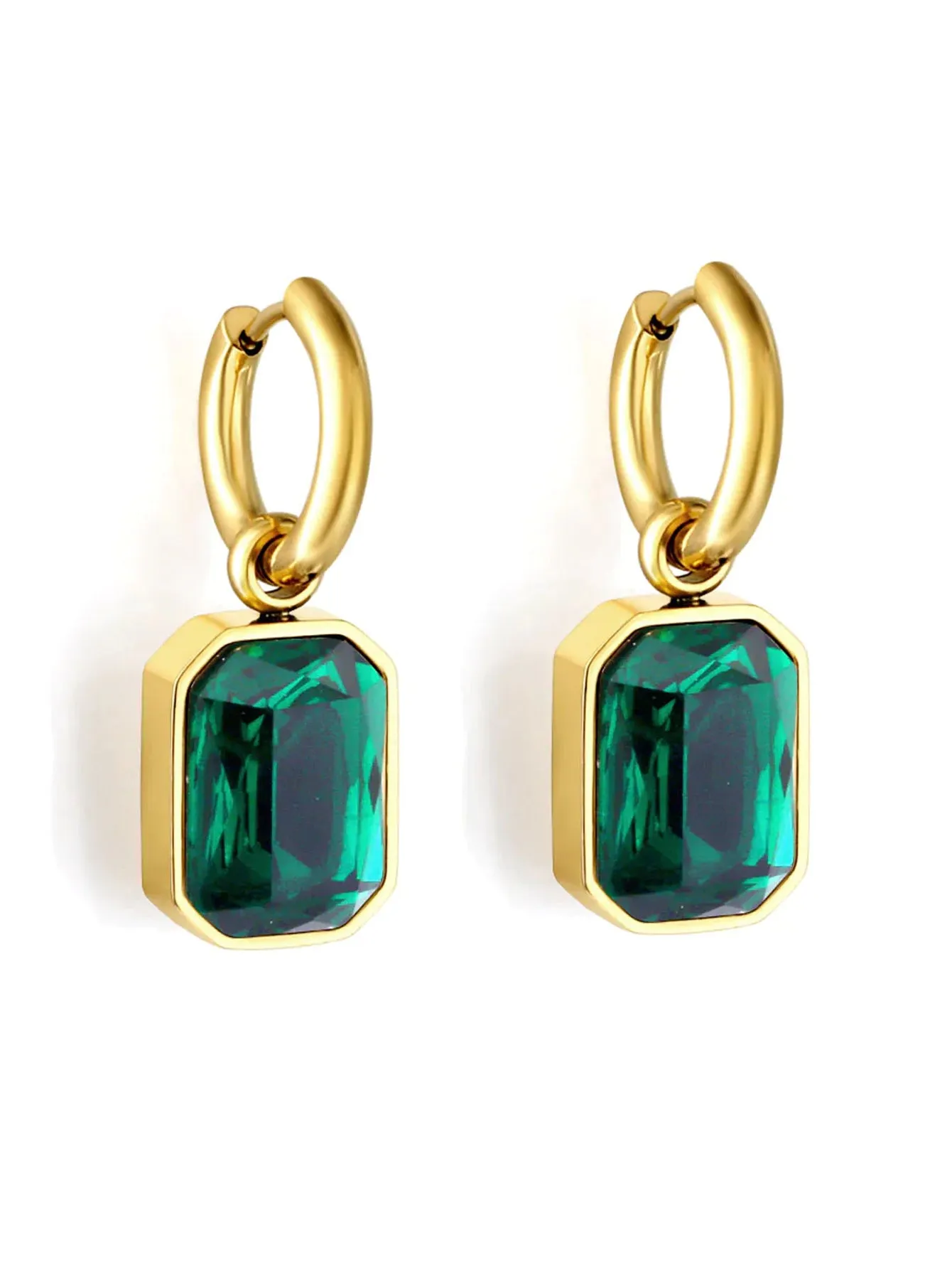 Stainless Steel Cubic Zirconia Drop Earrings - FD ⚡