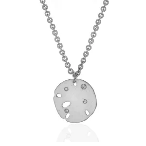 Stardust White Silvertone Sand Dollar Small Disc Necklace