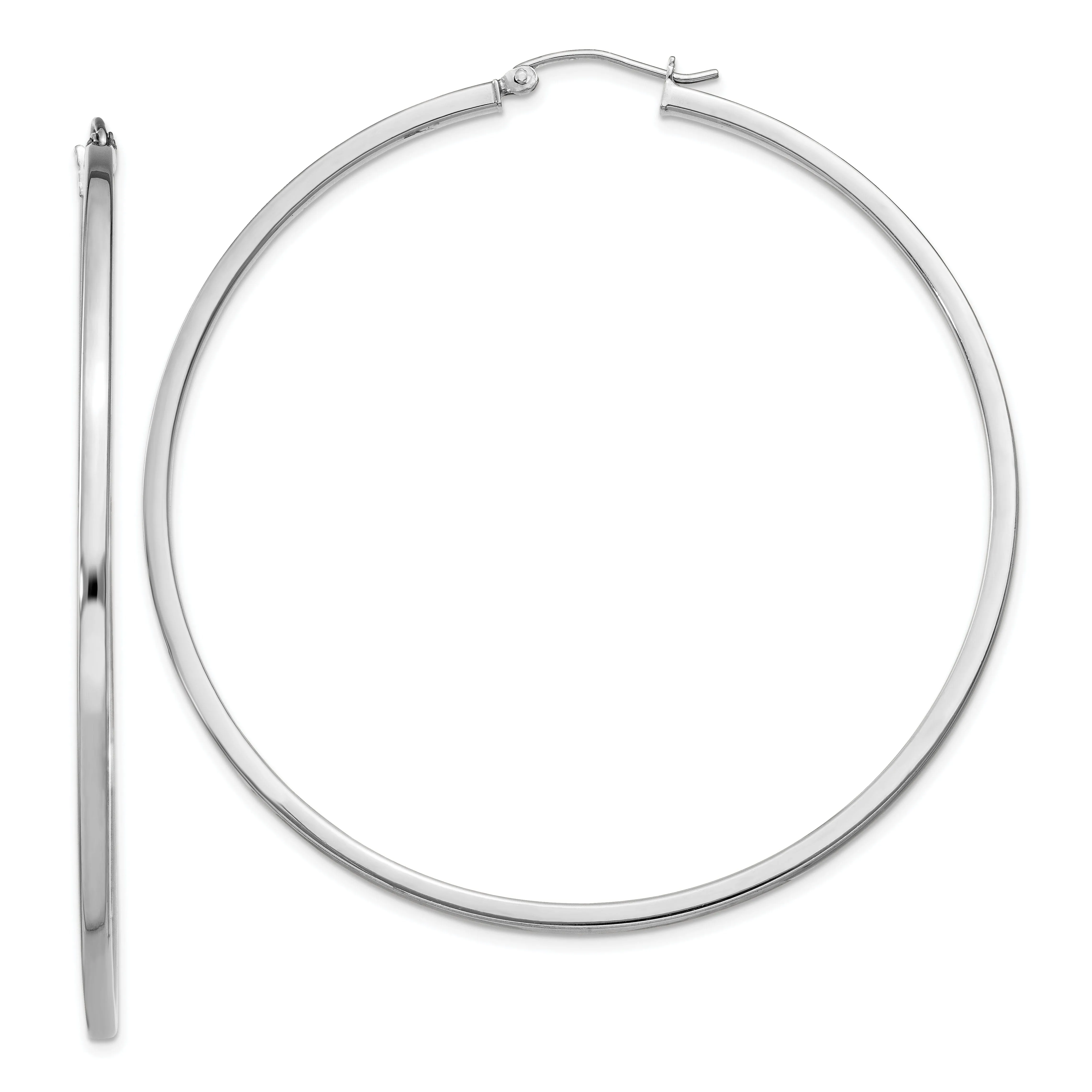 Sterling Silver 2MM Square Tube Hoop Earrings