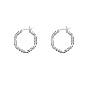 Sterling Silver 7 Sided Square Hoop Earrings (73743)