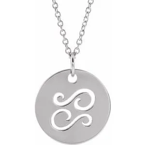 Sterling Silver Cancer Zodiac Disc 16-18" Necklace