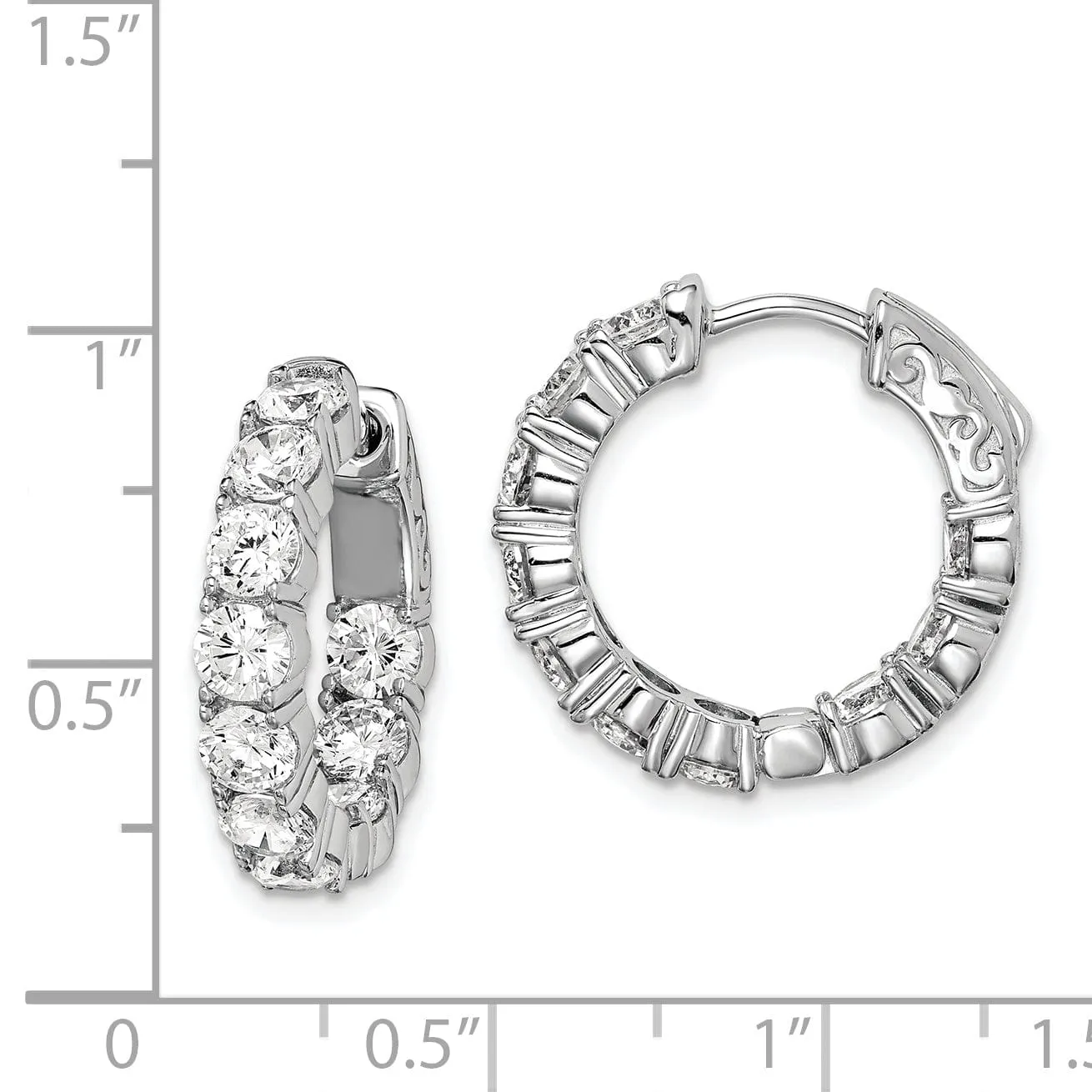 Sterling Silver CZ Hoop Earrings