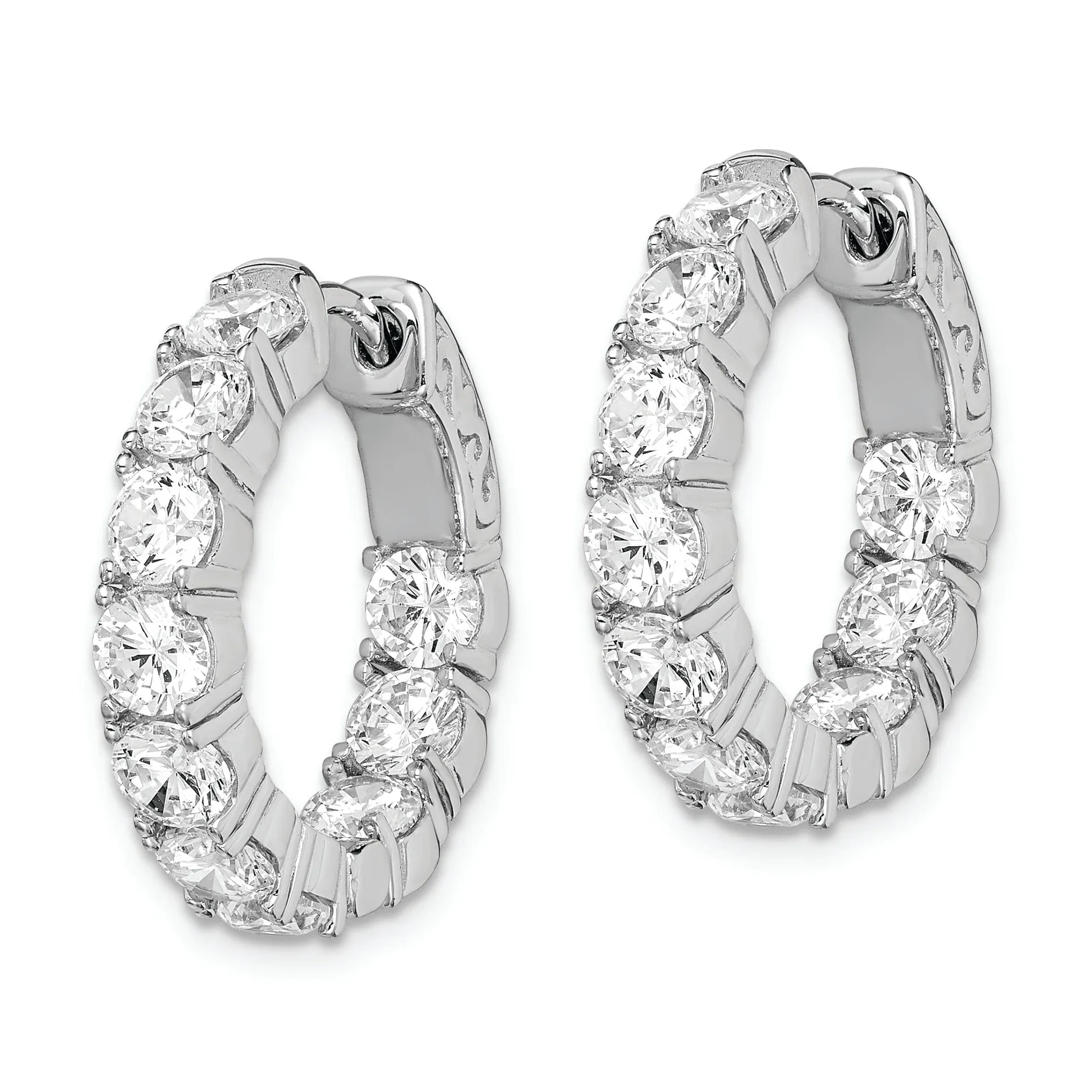Sterling Silver CZ Hoop Earrings