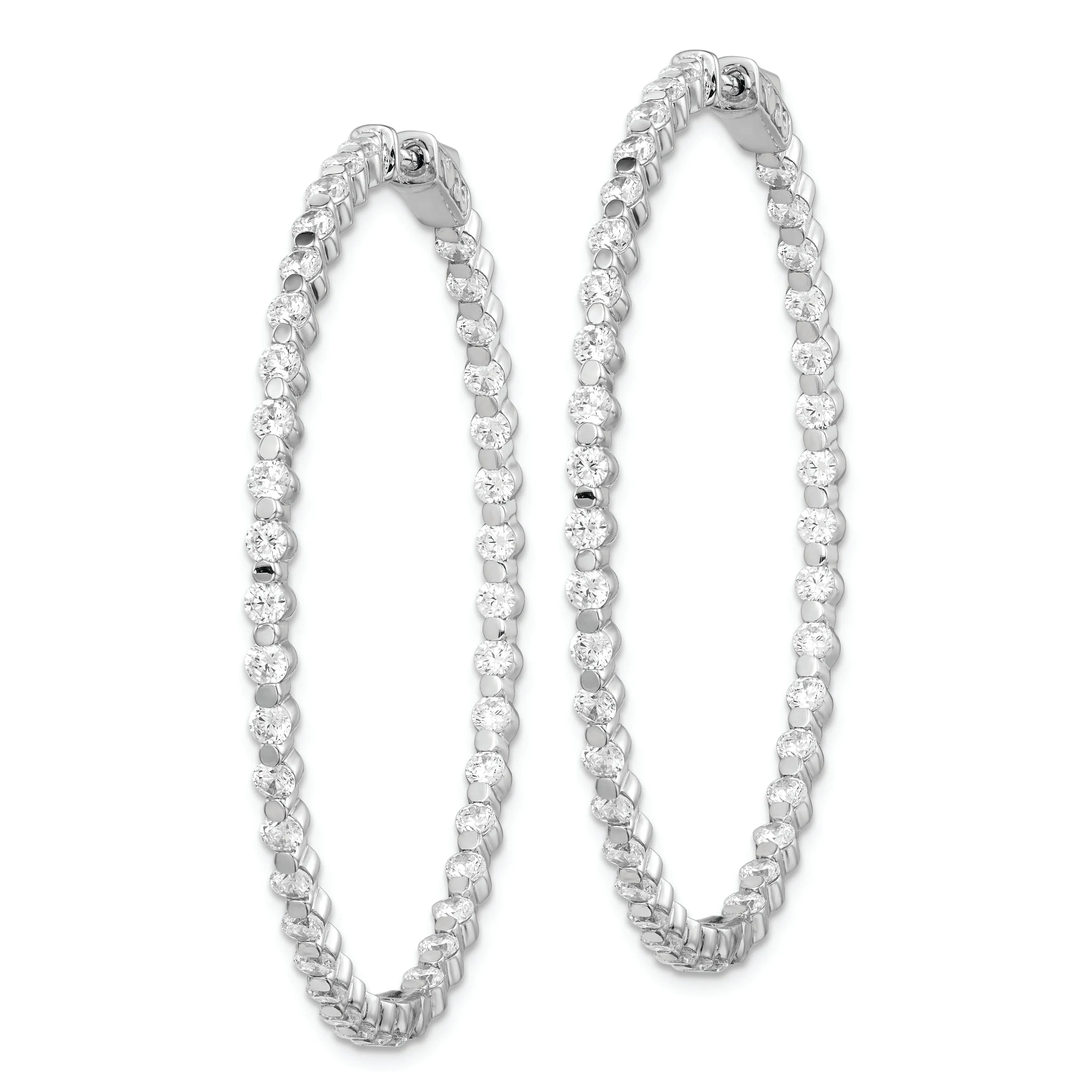 Sterling Silver CZ Hoop Earrings