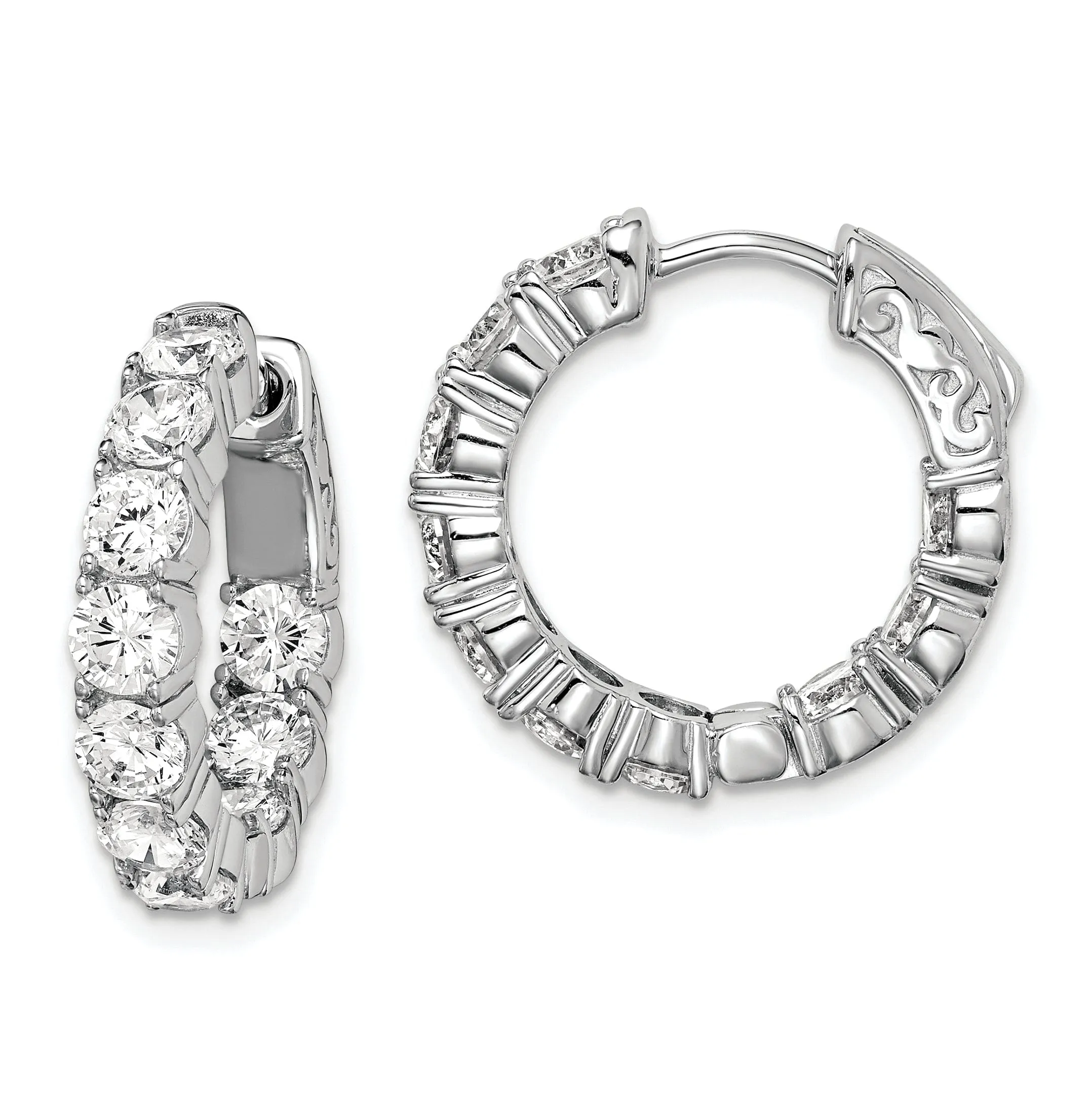 Sterling Silver CZ Hoop Earrings